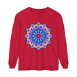 Colorful and intricate mandala design long sleeve t-shirt, perfect for adding vibrancy to your wardrobe