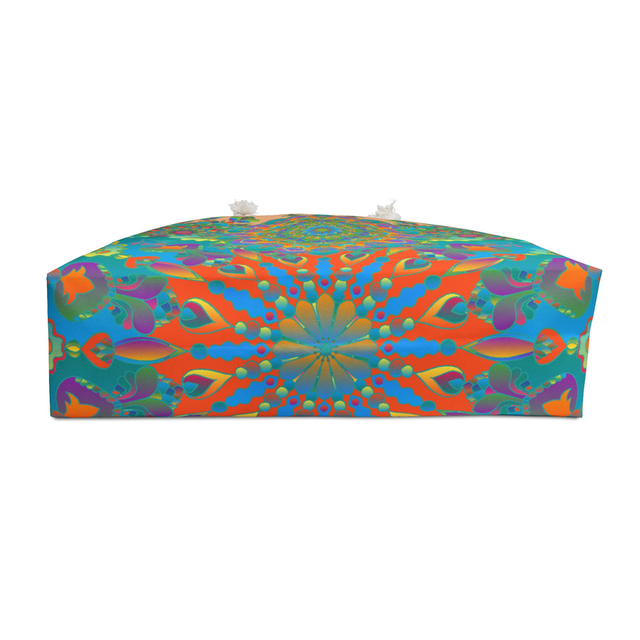 Mandala Pattern Weekender Bag in Deep Blues and Greens for Travel
