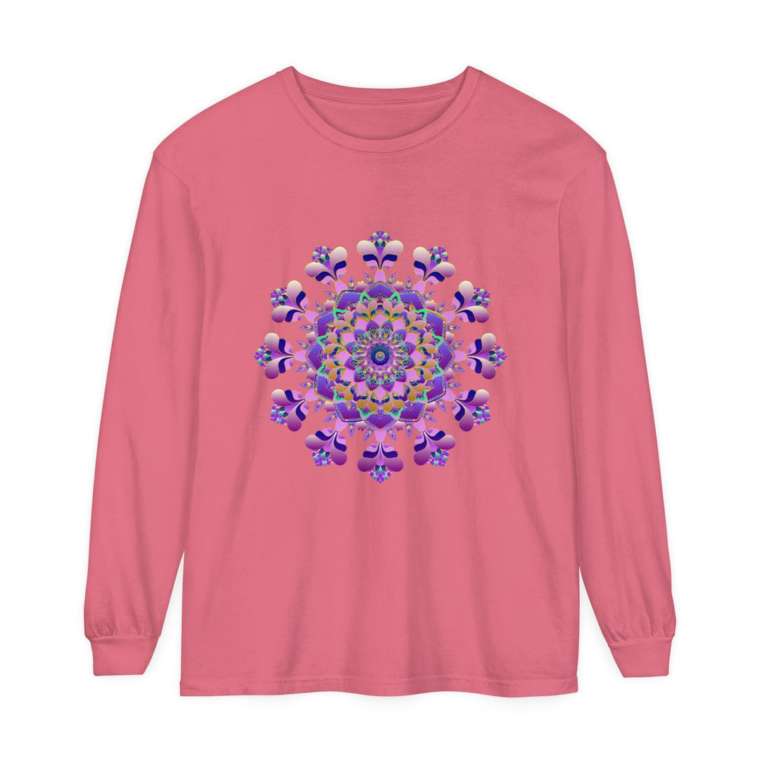 Intricate Mandala Long Sleeve T-Shirt - Unisex, featuring a detailed and colorful mandala design on a comfortable, versatile long sleeve shirt for men and women