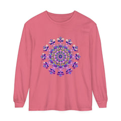 Intricate Mandala Long Sleeve T-Shirt - Unisex, featuring a detailed and colorful mandala design on a comfortable, versatile long sleeve shirt for men and women