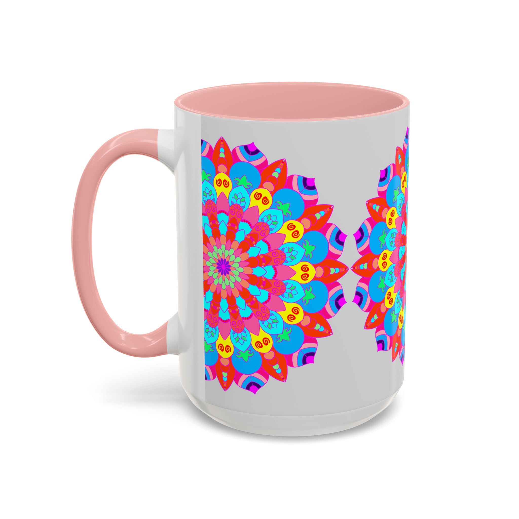 Beautiful ceramic mug featuring a mesmerizing mandala design