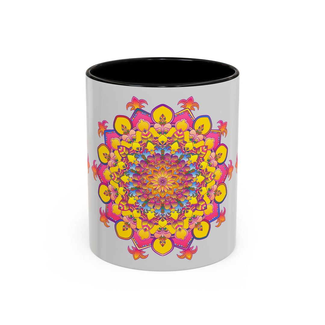 A vibrant and colorful mandala art mug perfect for your meditation practice