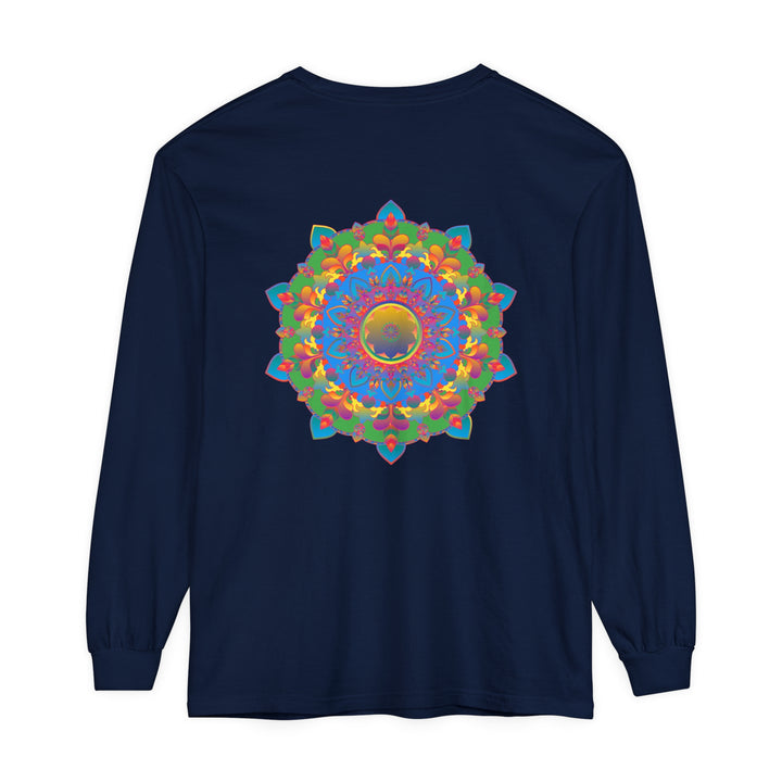 Intricate Mandala Long Sleeve T-Shirt with Colorful Bohemian Design for Women