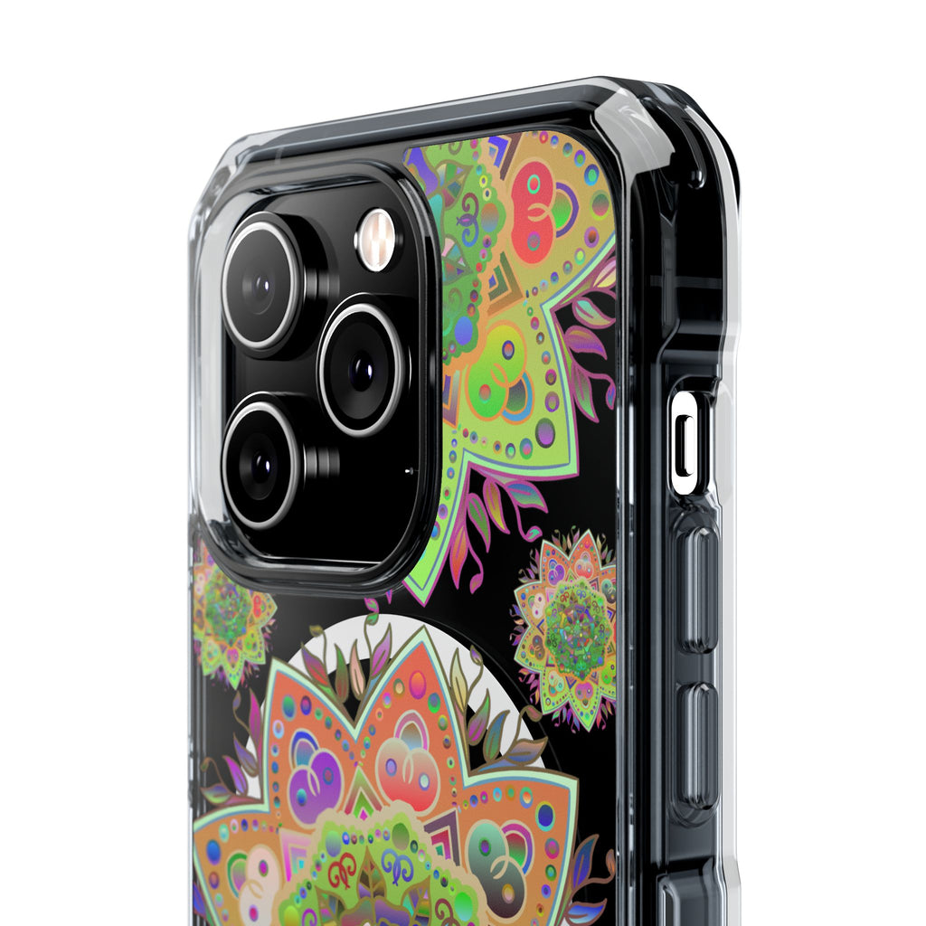 Elegant Mandala MagSafe®-Compatible iPhone 14/15 Impact Case featuring stunning floral mandala artwork