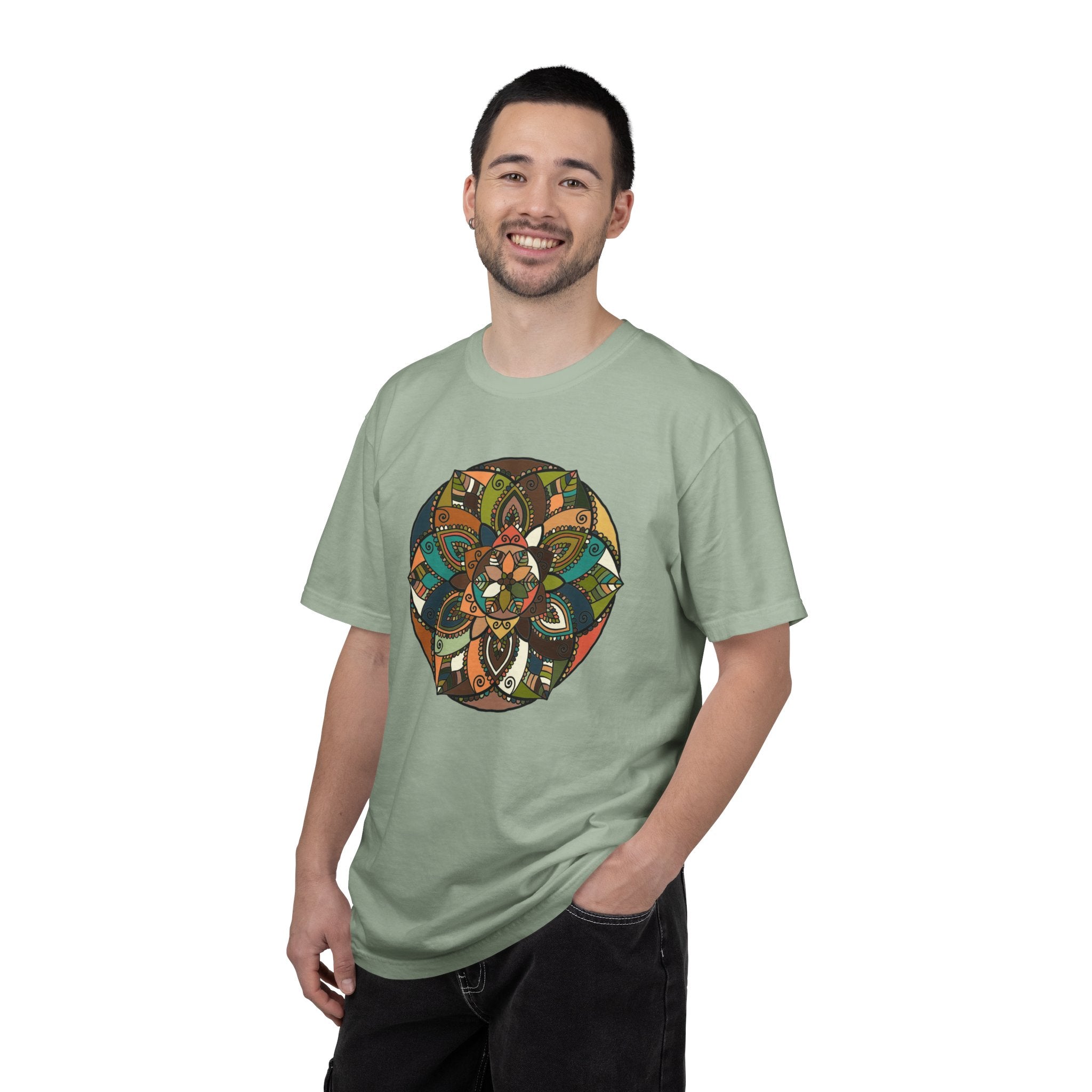 Mandala Earth Flora T-Shirt — Earthy Tones Geometric Art Tee