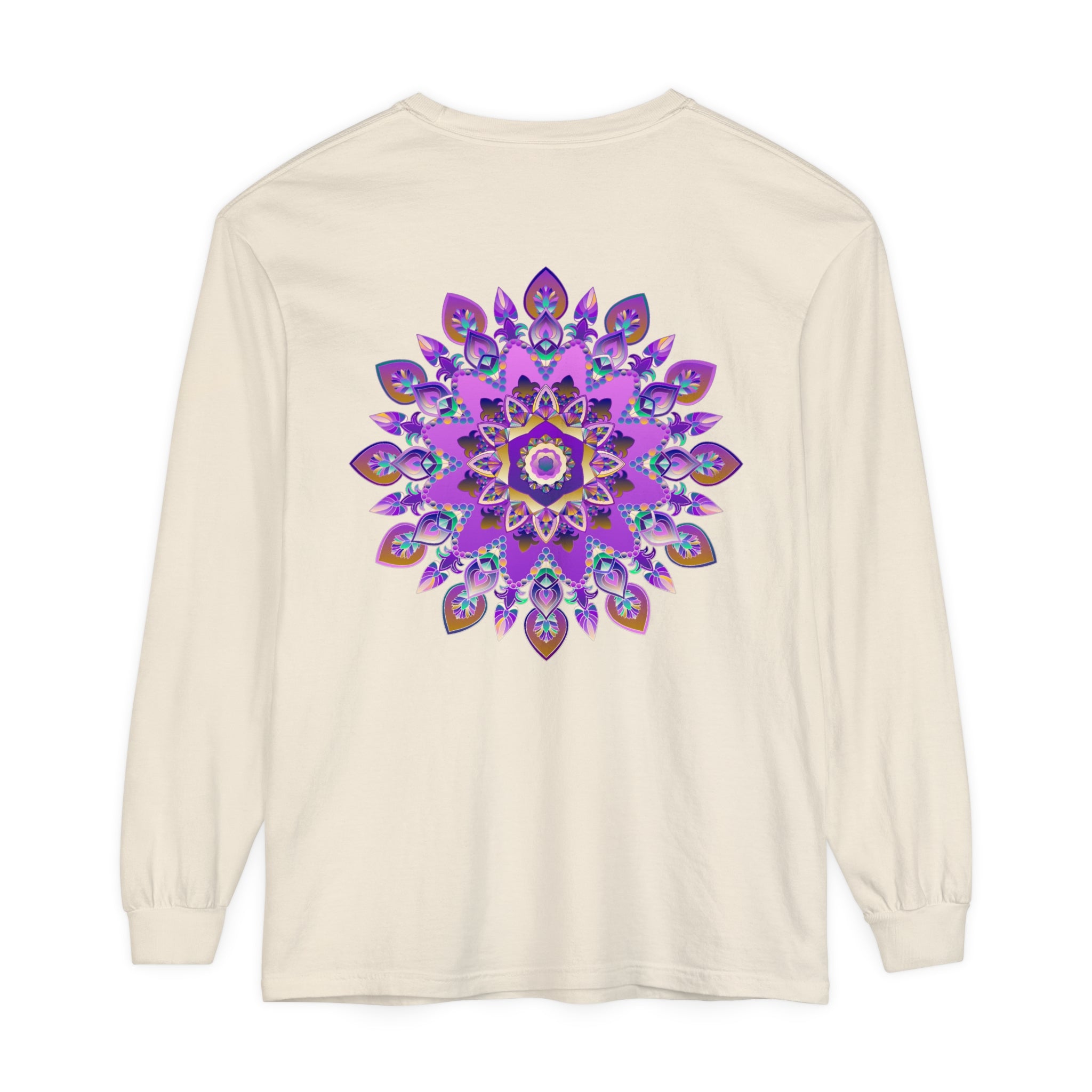 Beautiful purple and gold mandala design long sleeve t-shirt for women