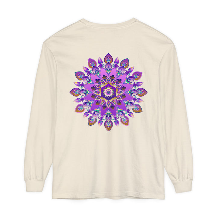 Beautiful purple and gold mandala design long sleeve t-shirt for women