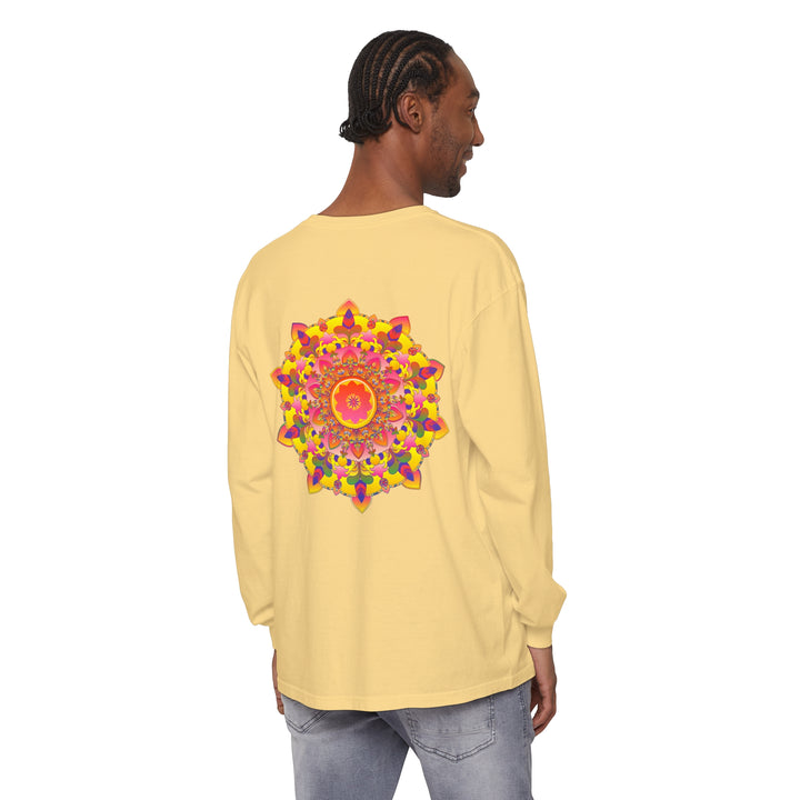 Vibrant Mandala Unisex Long Sleeve T-Shirt with intricate and colorful design