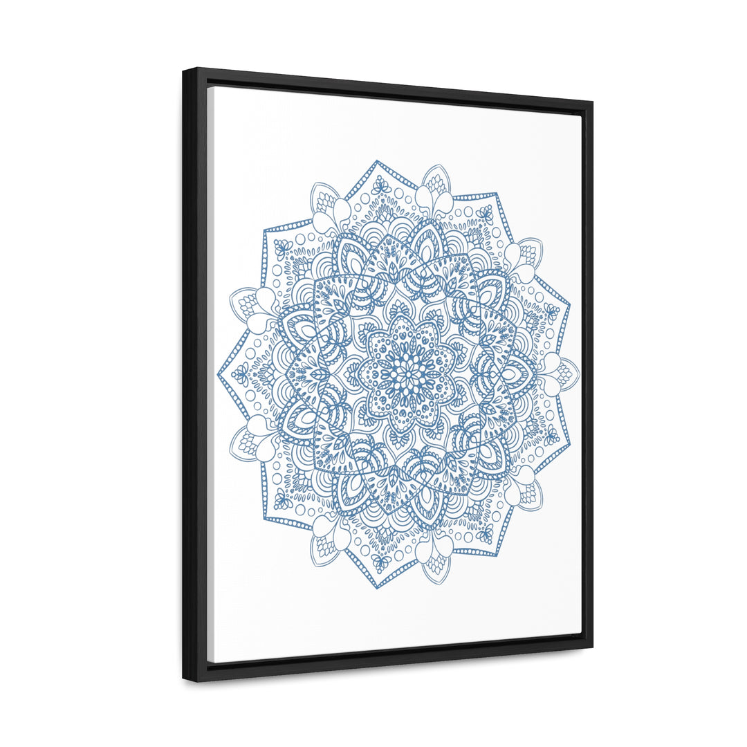 Handmade steel blue Mandala Design Wall Art on gallery canvas wraps