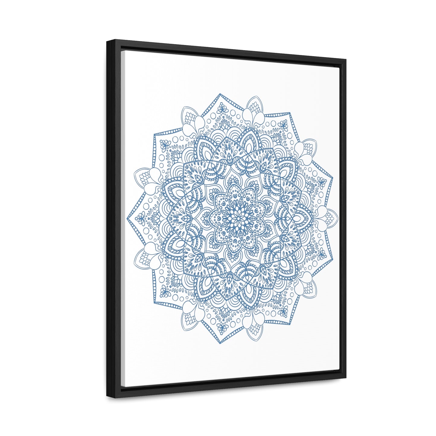 Handmade steel blue Mandala Design Wall Art on gallery canvas wraps