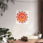 Vibrant Floral Mandala Fine Art Poster — Boho Wall Decor for Living Room & Meditation