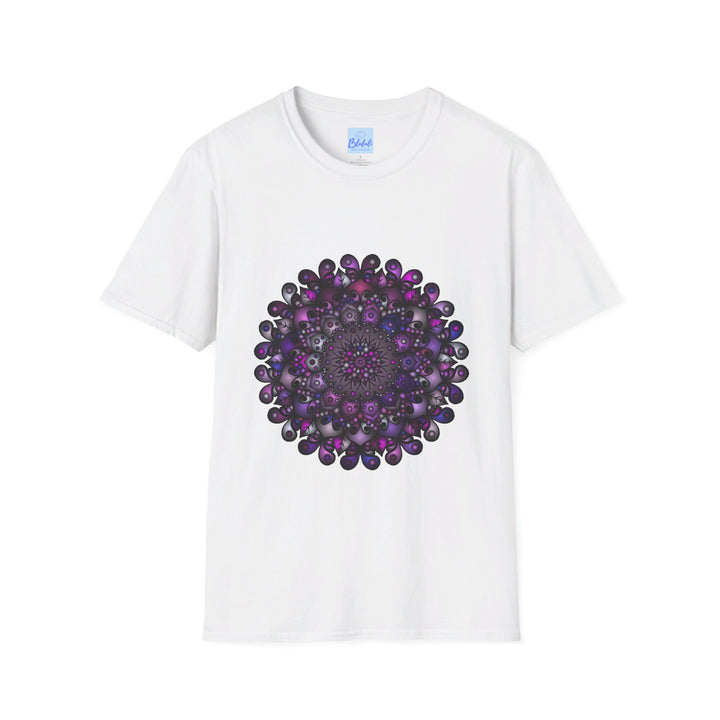 Colorful and intricate handmade mandala art design on softstyle t-shirt