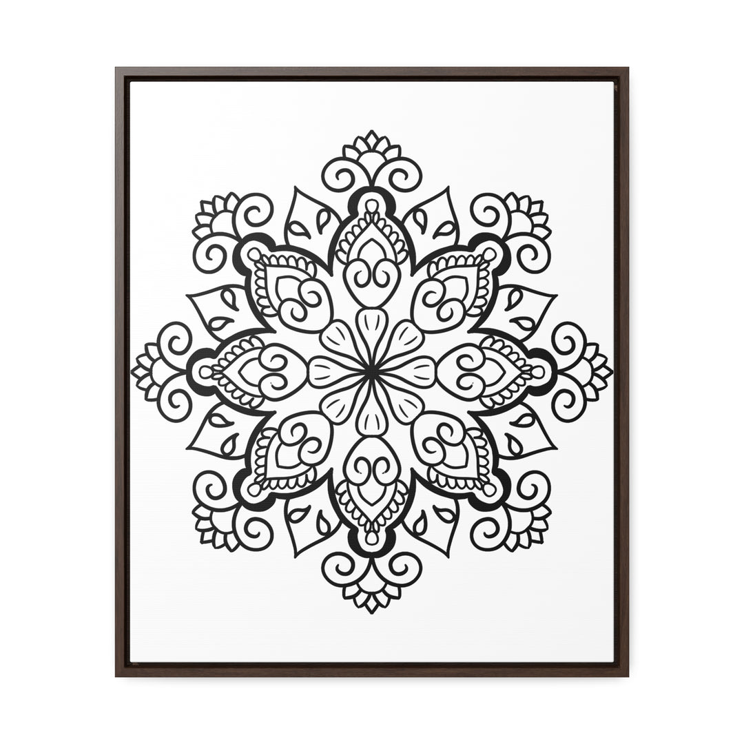 Mandala Handmade Art - Black & White Wall Art - Gallery Canvas Wraps, Vertical Frame 12