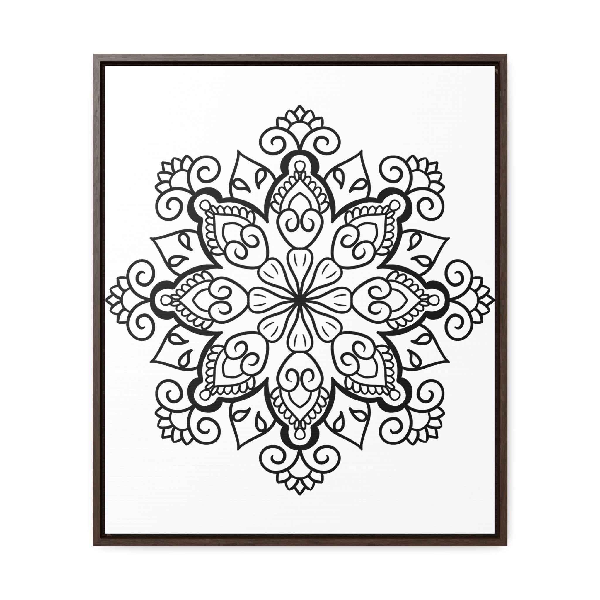 Mandala Handmade Art - Black & White Wall Art - Gallery Canvas Wraps, Vertical Frame 12