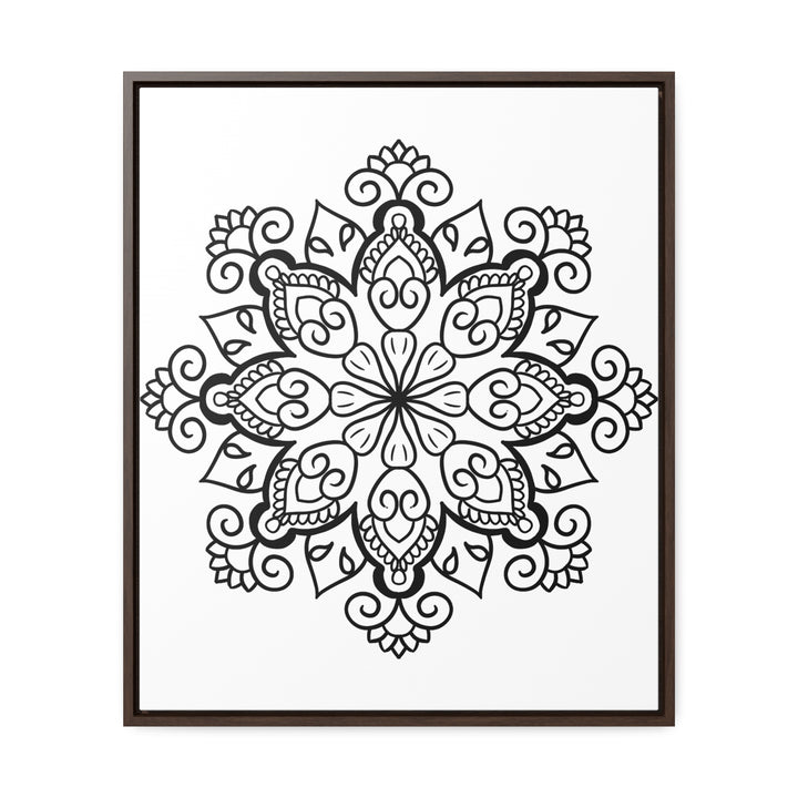 Mandala Handmade Art - Black & White Wall Art - Gallery Canvas Wraps, Vertical Frame 12