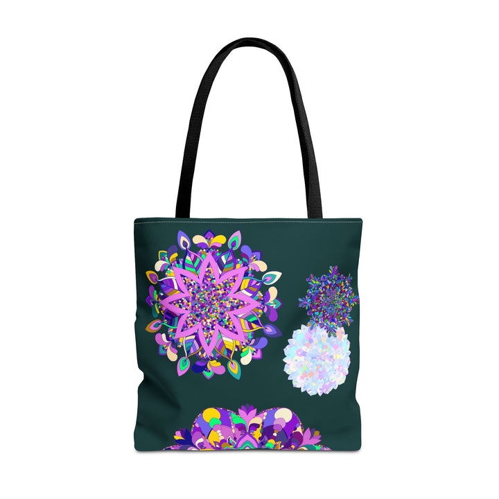 Colorful and vibrant Mandala Tote Bag with intricate floral and geometric patterns, perfect for carrying your essentials in style