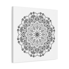 Handmade Mandala Art - Black & White Wall Art on Matte Canvas, Stretched, 125 - intricate design with intricate details