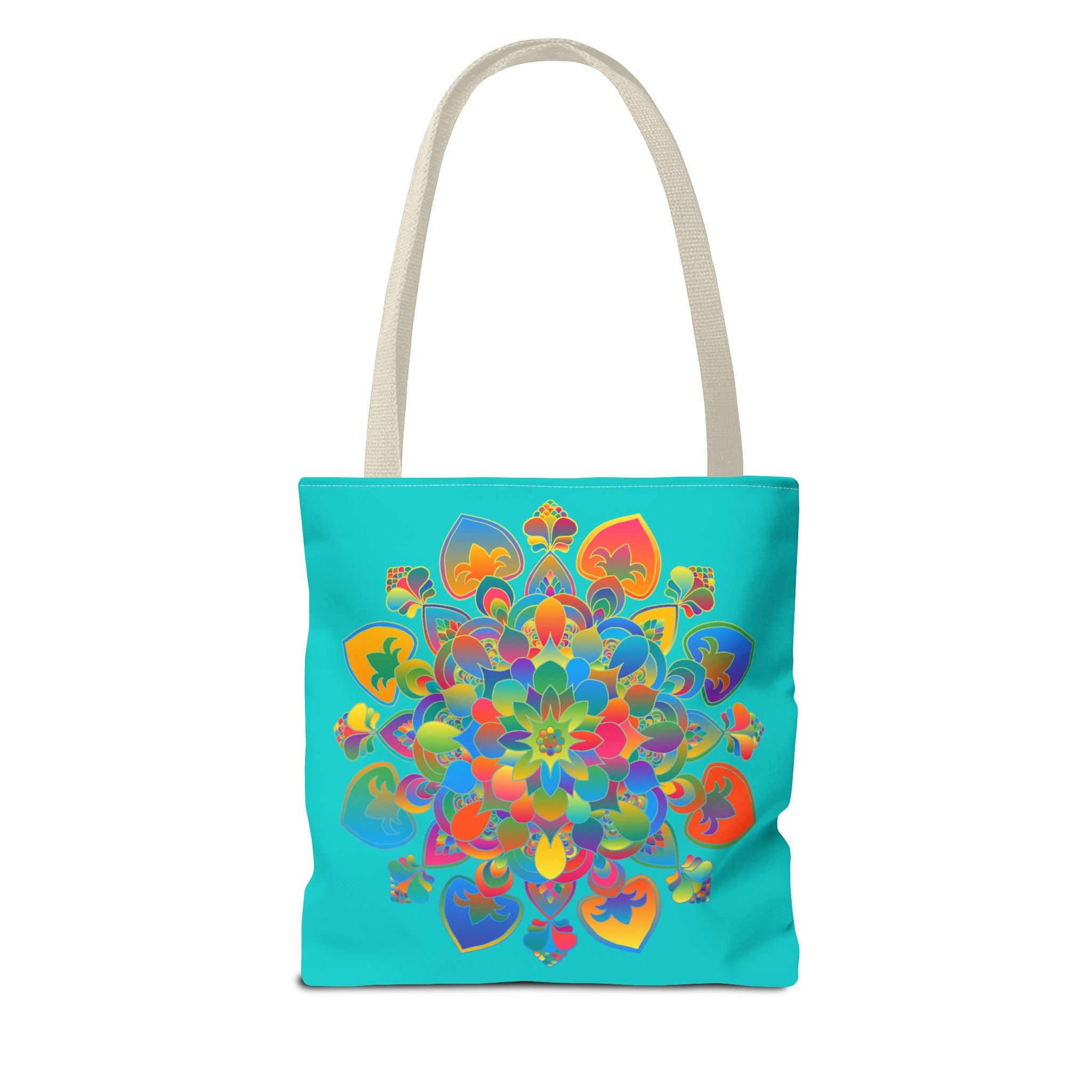 Beautiful azure blue Mandala Lotus Tote Bag, featuring intricate lotus flower design