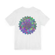 Beautiful vibrant mandala tee with intricate spiritual design for peace and harmony