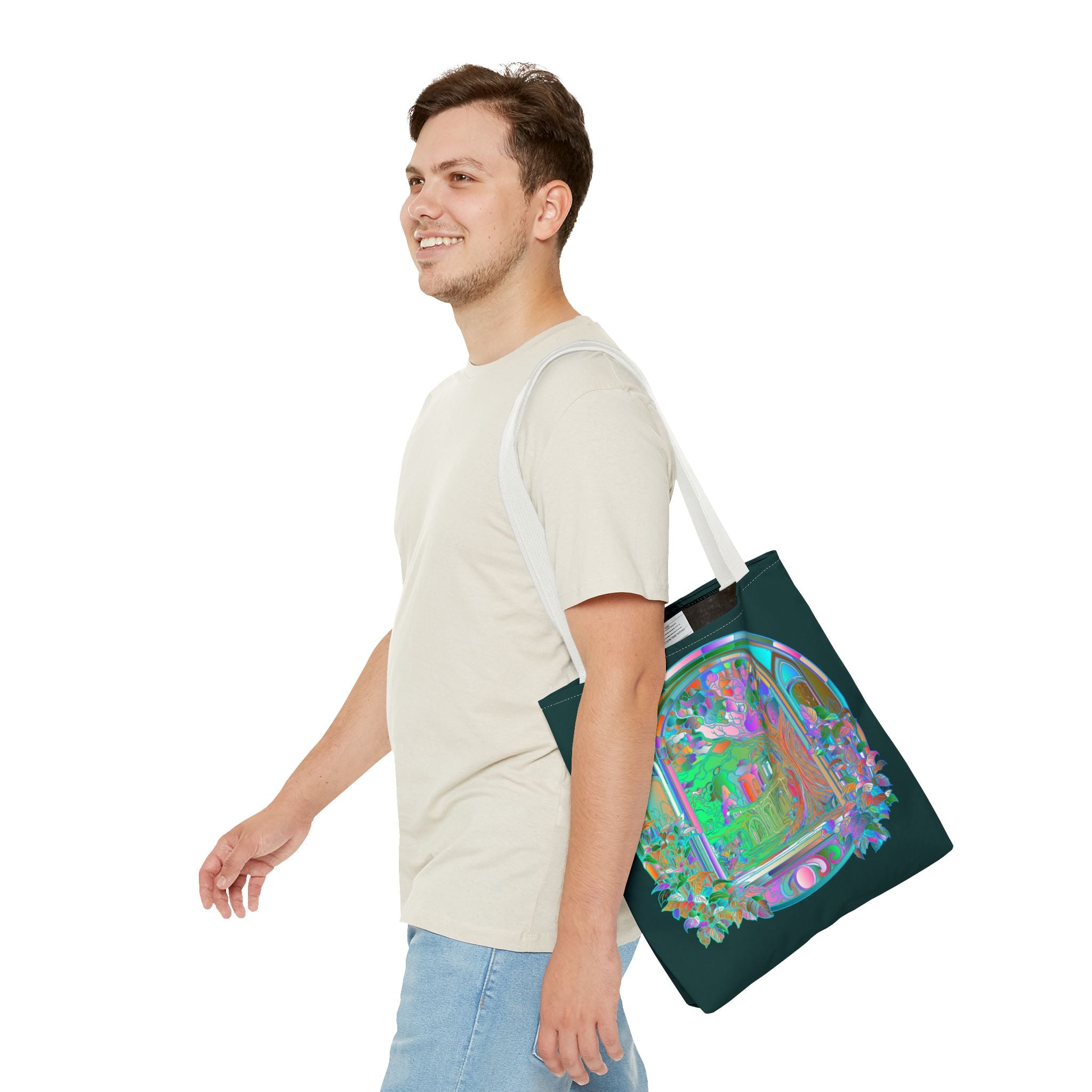 Beautiful and colorful Mystical Nature Mandala Tote Bag with intricate design