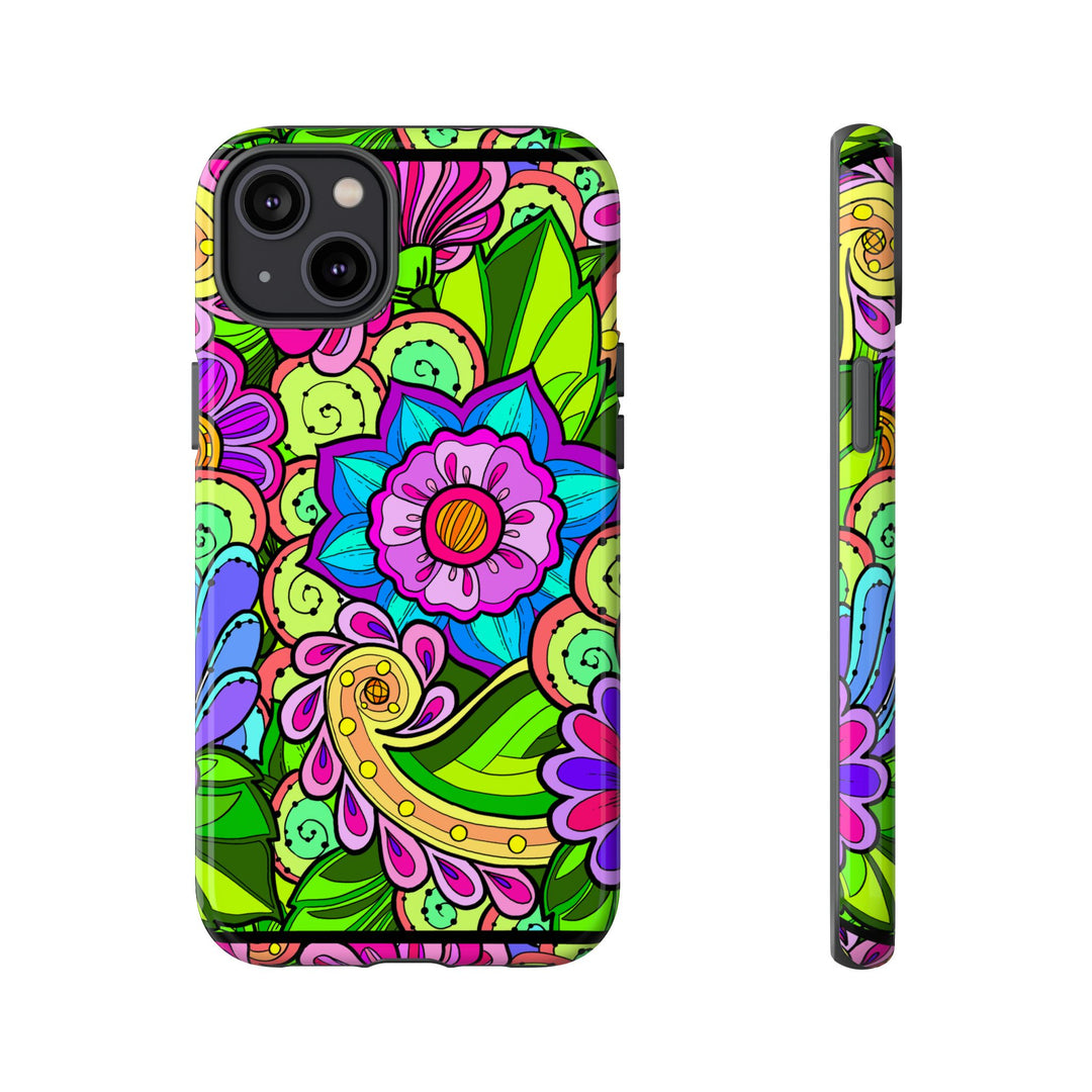 Floral Fantasy iPhone and Google Pixel Case in Bright Green Palette