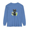 Watercolor black cat design on a comfortable and stylish long sleeve T-shirt