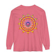 Colorful, detailed mandala design on a unisex long sleeve t-shirt
