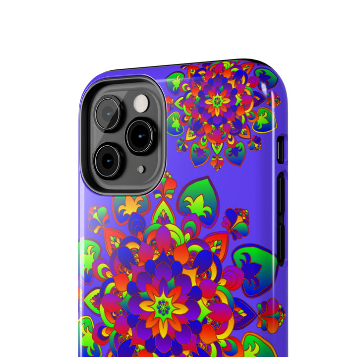 Colorful hand-drawn Mandala Rainbow design phone case for ultimate style