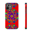 Hand drawn mandala art red phone case with intricate, detailed design