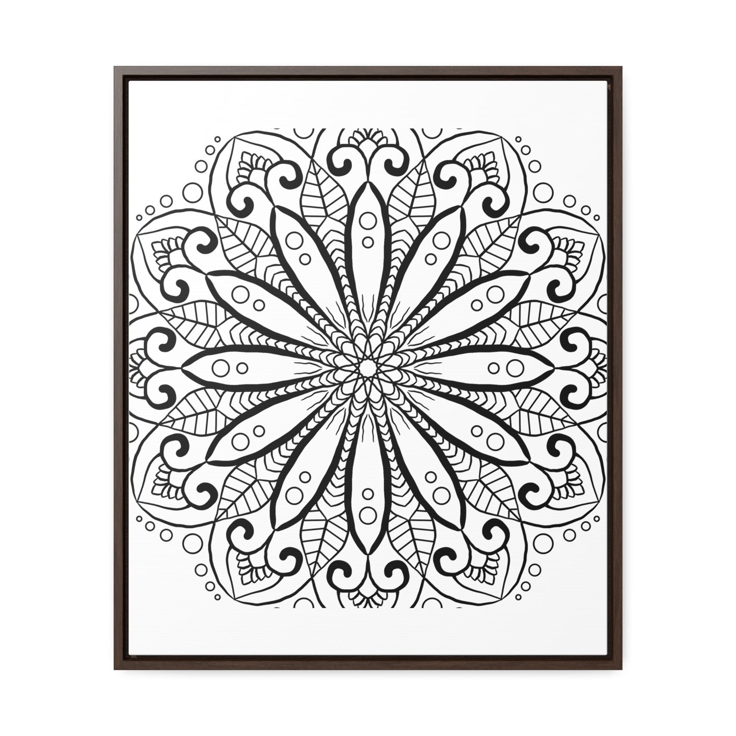 Handmade black and white mandala art on gallery canvas wraps