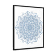 Vertical steel blue mandala handmade art gallery canvas wrap on wall