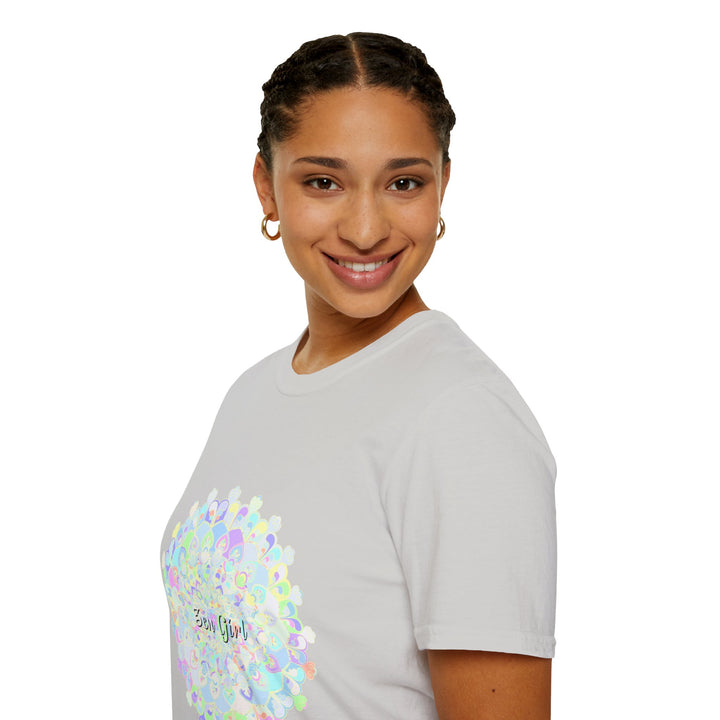 Colorful mandala design t-shirt with unique pattern and intricate details