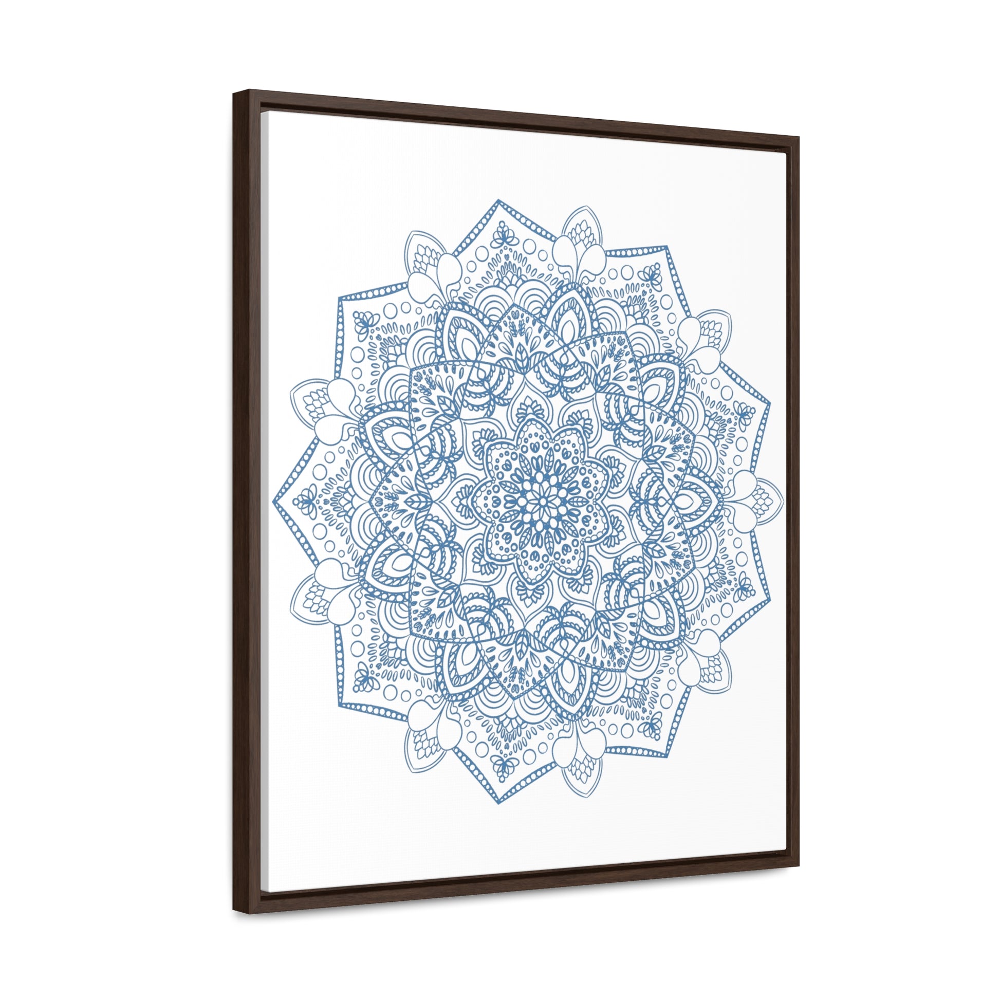 Mandala Handmade Art - Steel Blue design on canvas wall art