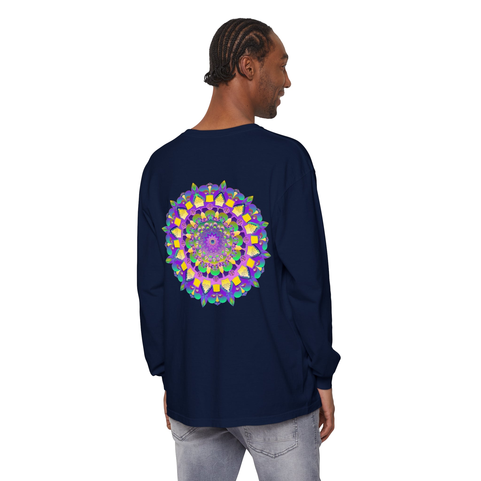 Colorful and intricate mandala design long sleeve unisex t-shirt for vibrant fashion