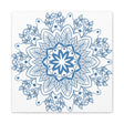 Handmade Mandala Art featuring a beautiful Steel Blue design on Matte Canvas, Stretched to 125 inches, perfect for adding a unique touch to any wall decor