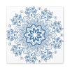 Handmade Mandala Art featuring a beautiful Steel Blue design on Matte Canvas, Stretched to 125 inches, perfect for adding a unique touch to any wall decor