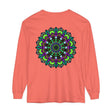 Colorful psychedelic mandala design long sleeve unisex t-shirt for trendy fashion