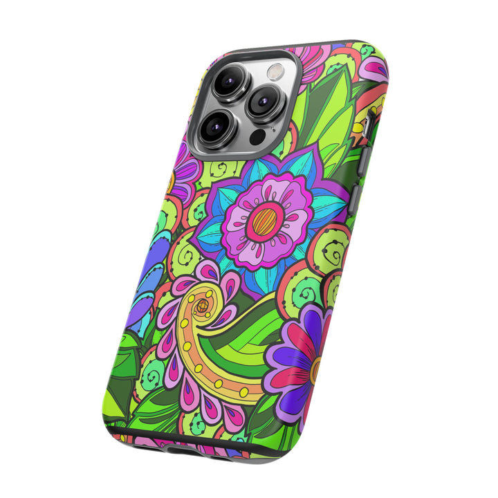 Floral Fantasy iPhone and Google Pixel Case in Bright Green Palette