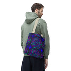 Kaleidoscope Mandala Tote Bag — Vibrant Neon Floral Pattern