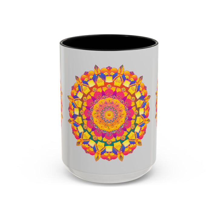 Stunning Vibrant Mandala Colors on Grey Mug