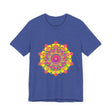 Vibrant Mandala Tee with Colorful Floral Design - Beautiful, eye-catching shirt featuring intricate mandala patterns and floral motifs in a variety of bright, bold colors