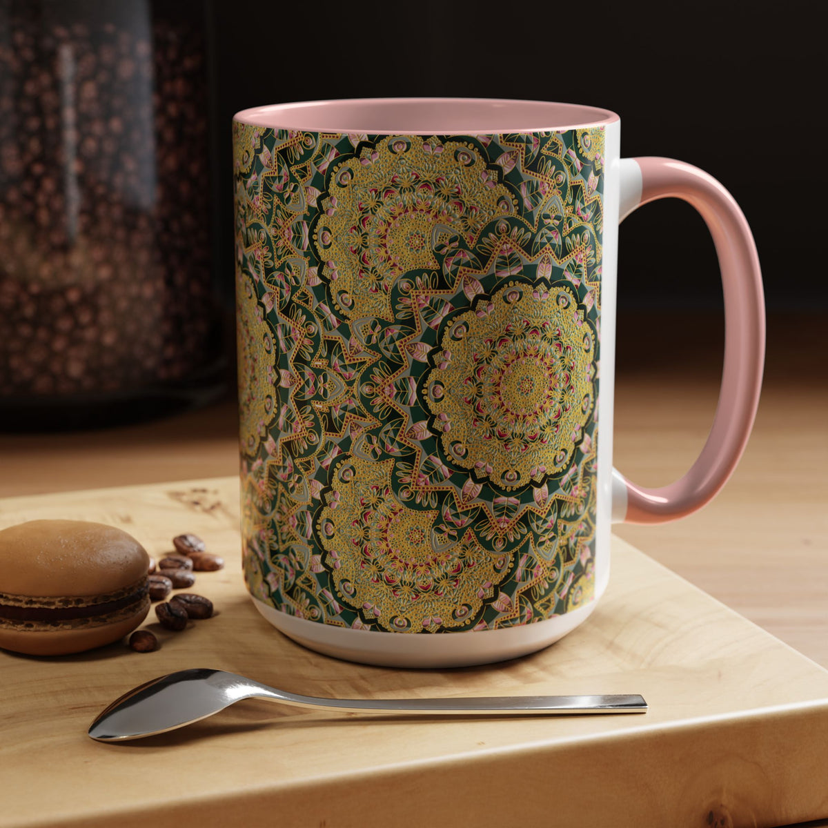 Mandala Floral Coffee Mug – Bohemian Botanical Ceramic Cup