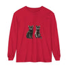 Beautiful watercolor art of a black cat on a long sleeve t-shirt