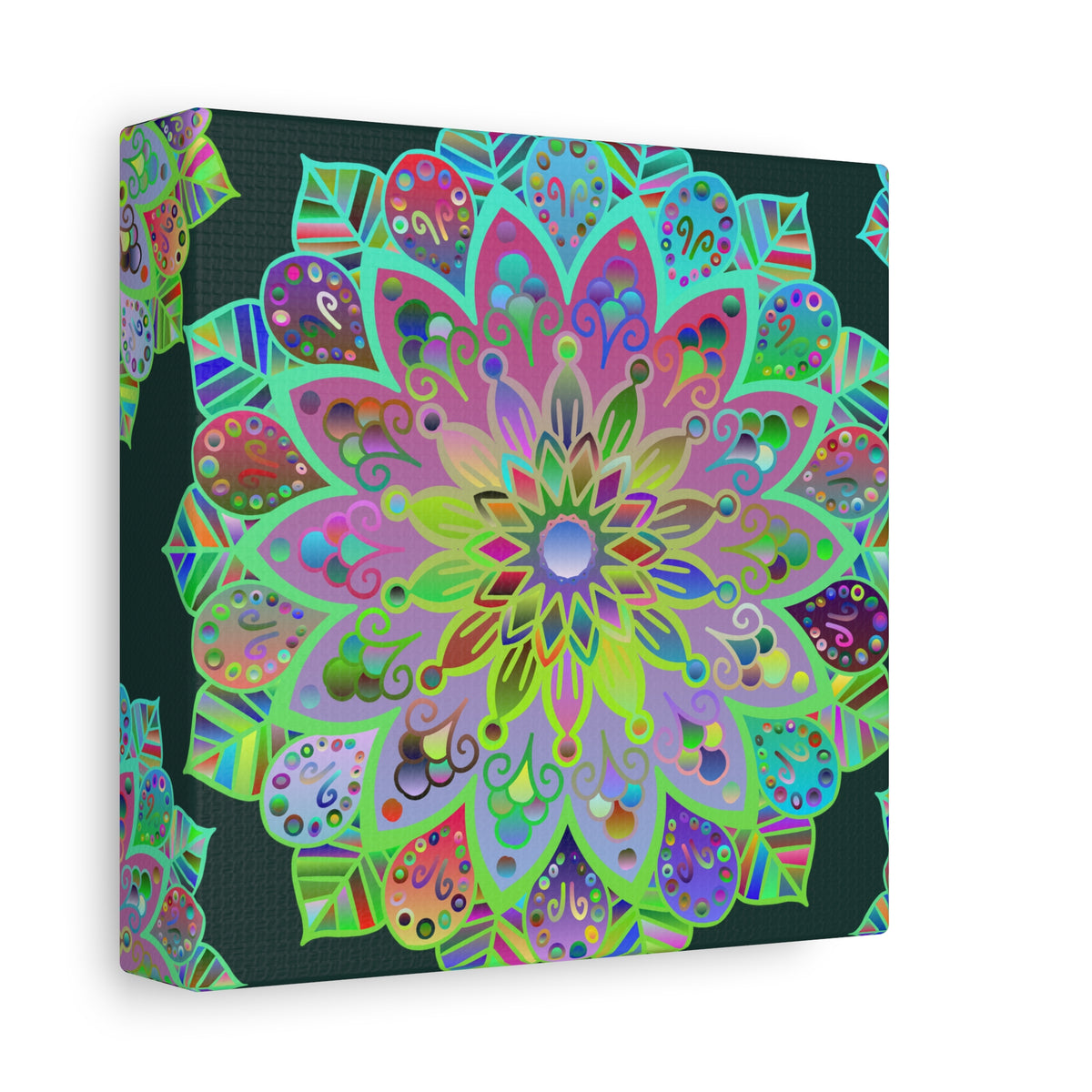 Vibrant Mandala Matte Canvas Wall Art — Colorful Floral Boho Stretched Print