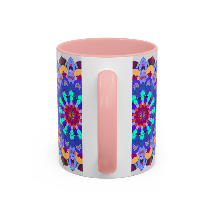 Artistic mandala art mug featuring a colorful and symmetrical design