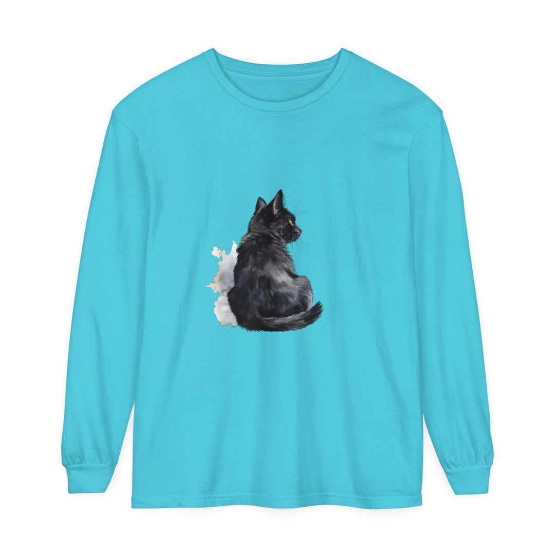 Black Cat Watercolor Unisex Long Sleeve T-Shirt, cozy and stylish apparel