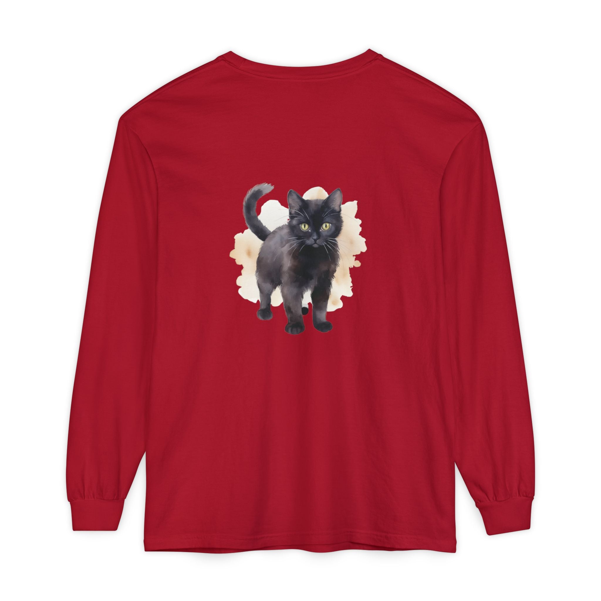 Full Sleeve Tee | Black Cat Watercolor - Unisex