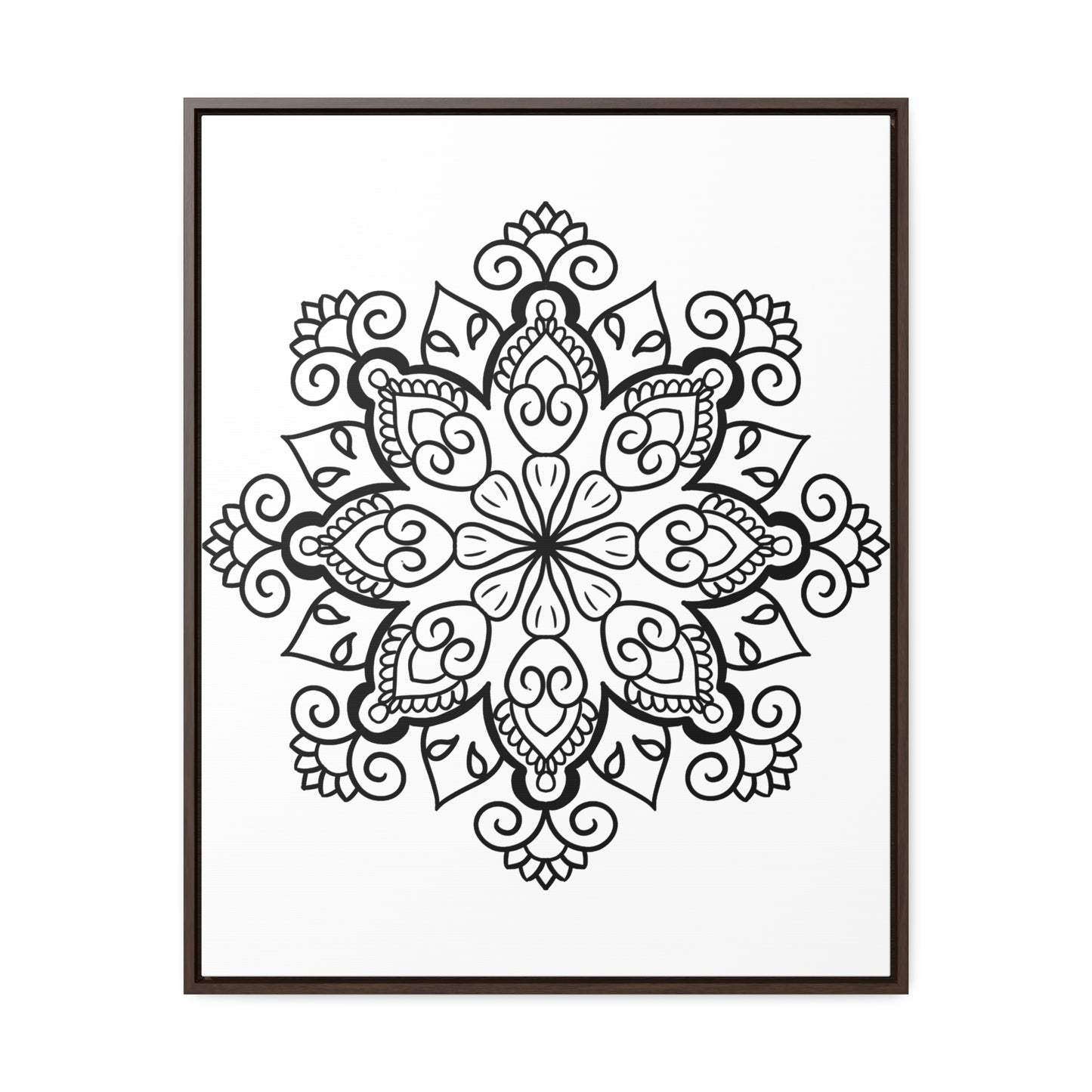 Mandala Handmade Art - Black & White Wall Art - Gallery Canvas Wraps, Vertical Frame 14