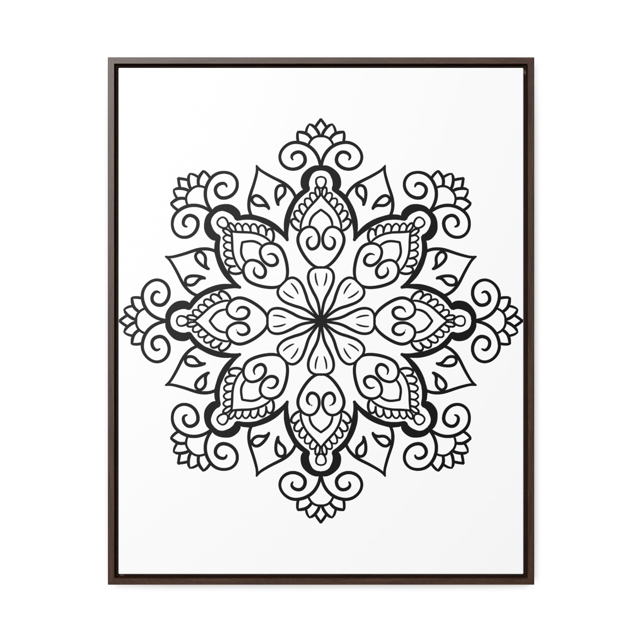 Mandala Handmade Art - Black & White Wall Art - Gallery Canvas Wraps, Vertical Frame 14