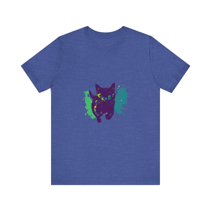 Black Cat Mystery - Colorful Splash T-Shirt featuring a vibrant, eye-catching design